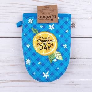 Kitchen Oven Grabber Mitt Lemons Blue Yellow